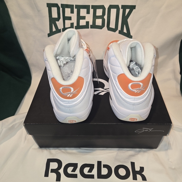 SOLD!!! Size 11.5 - Mens Reebok Allen Iverson Question Mid Orange Toe - Picture 3 of 9